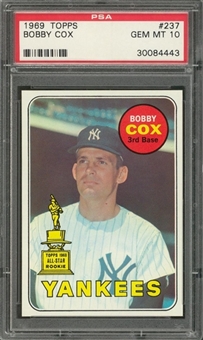 1969 Topps #237 Bobby Cox Rookie Card – PSA GEM MT 10 "1 of 3!"